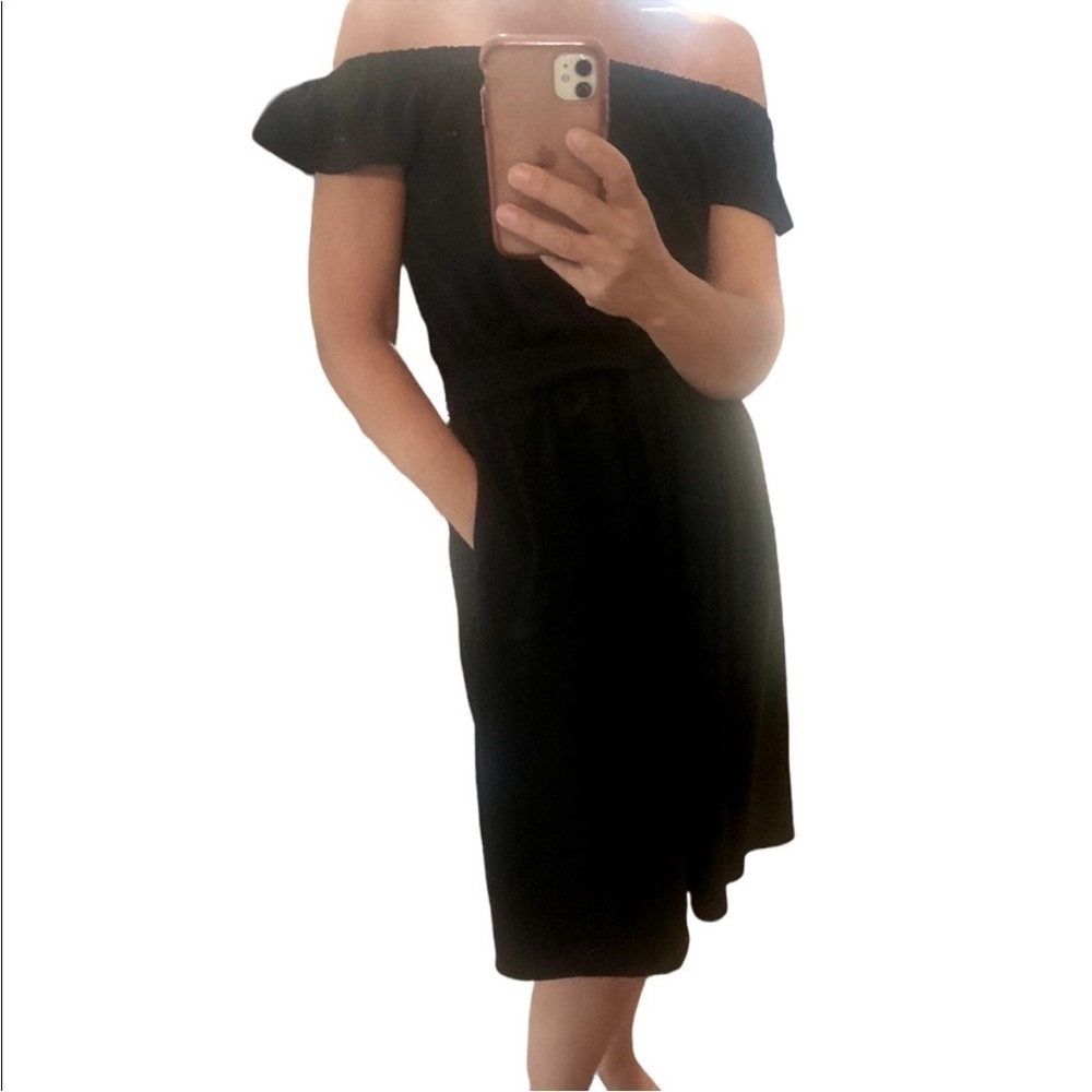 Banana Republic Off the Shoulder Black Dress
